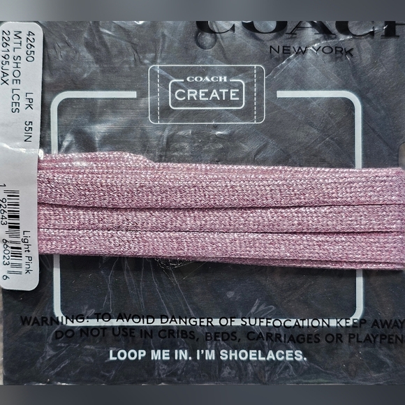 Coach 55" Metallic Light Pink Shoelaces, New! - Picture 3 of 4
